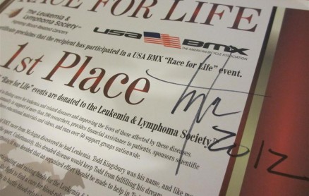 My 1st place certificate signed by Troy Lee :)